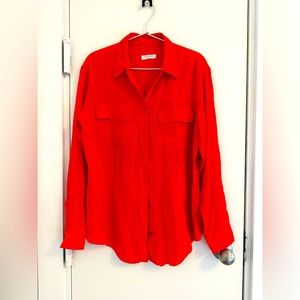 Equipment Coral Silk Blouse